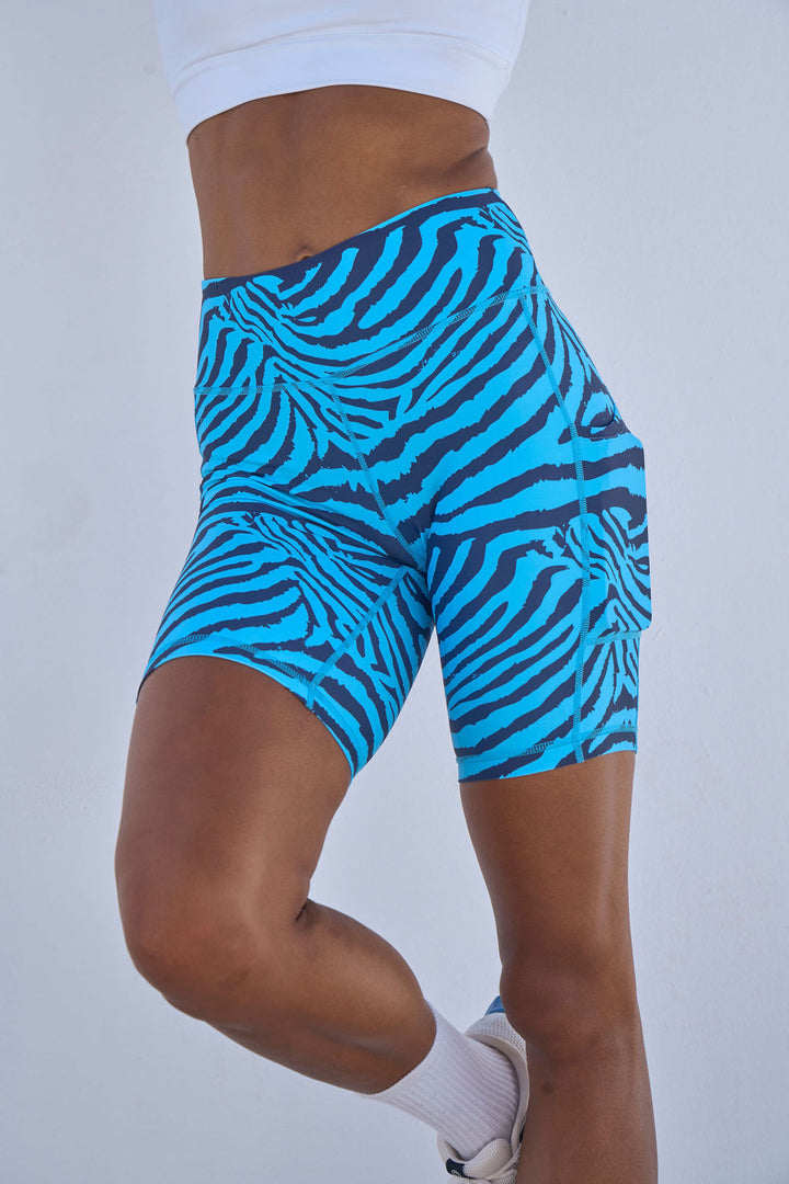 ΒLUE ZEBRA BIKER SHORTS 8"
