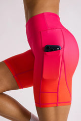 FUCHSIA GRADIENT BIKER SHORTS 8''