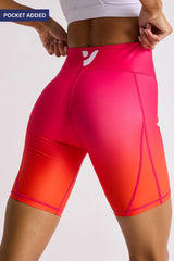 FUCHSIA GRADIENT BIKER SHORTS 8''